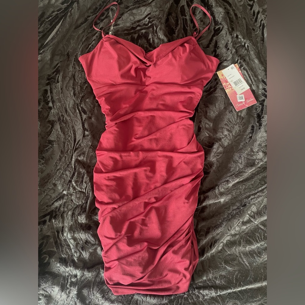 Burgundy cocktail dress